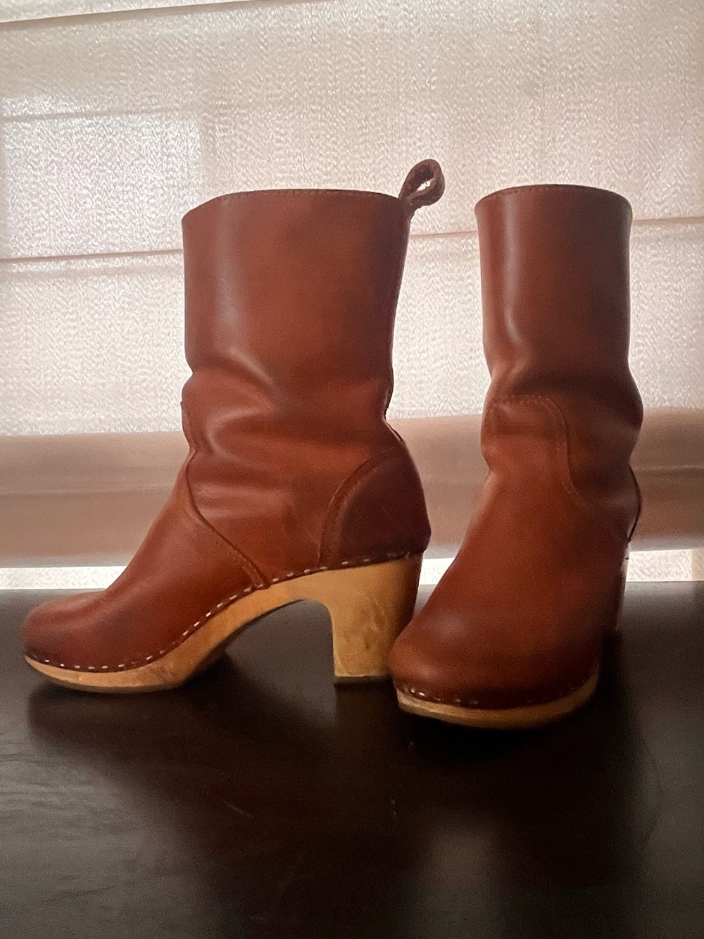 Swedish Hasbeens Vintage Leather Mid-Calf Clog Boots